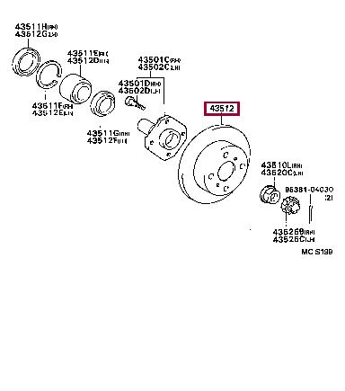 Toyota 43512-16130 Brake disc 4351216130