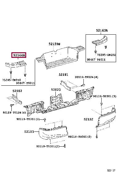 521640K030 Toyota Trim rear bumper left