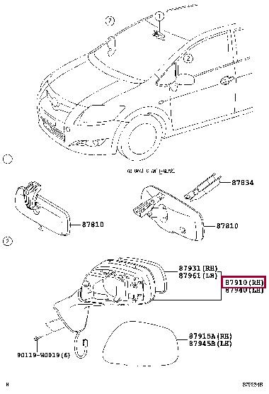 Toyota 87901-02270 Rearview Mirror 8790102270 8790102270 Toyota Rearview Mirror
