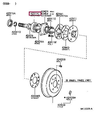 Toyota 97144-06308 Wheel bearing kit 9714406308