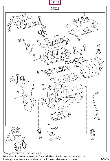 Toyota 04111-0T010 Full Gasket Set, engine 041110T010