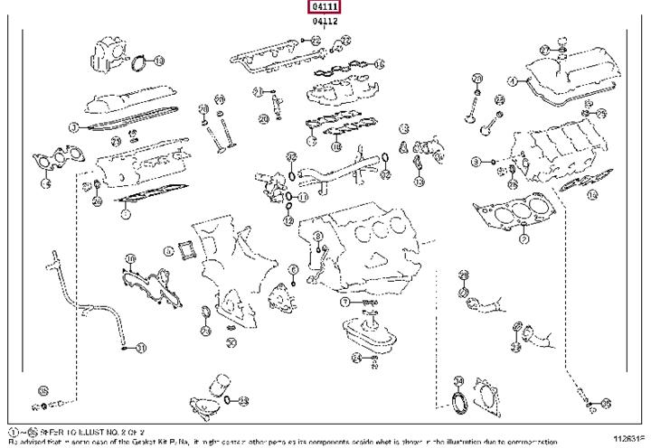 Toyota 04111-31192 Full Gasket Set, engine 0411131192