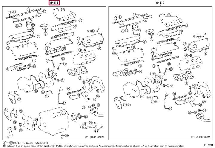Complete engine gasket set Toyota Tundra: 0411162081 Toyota Full Gasket Set, engine