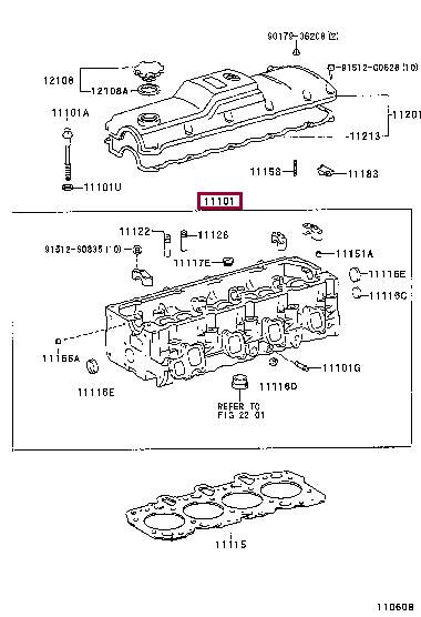 Toyota 11101-69126 Cylinderhead (exch) 1110169126