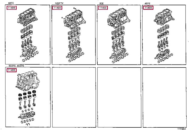 1140022081 Toyota Cylinder block assembly