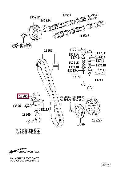 Toyota 13505-0L010 Tensioner pulley, timing belt 135050L010