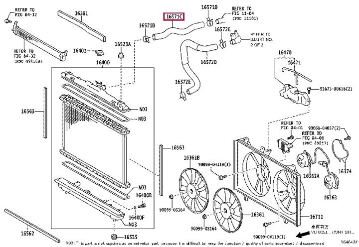 Toyota 16571-36110 HOSE RADIATOR 1657136110