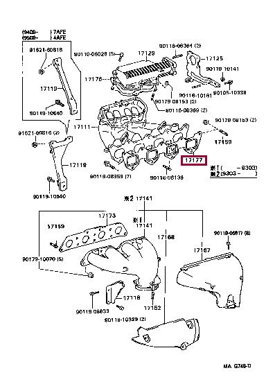 Toyota 17171-15030 Gasket, intake manifold 1717115030