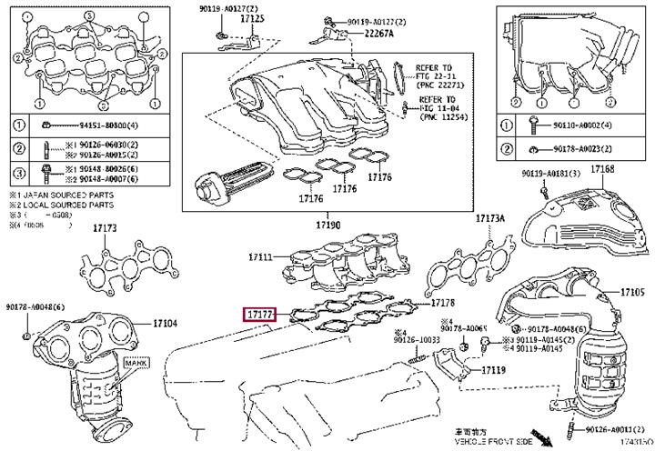 Toyota 17177-31040 Gasket, intake manifold 1717731040