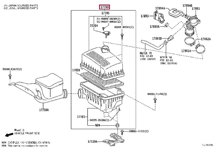 177000H103 Toyota Air cleaner filter box