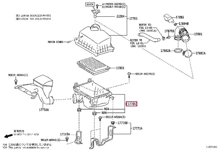 177010P120 Toyota Air cleaner filter box