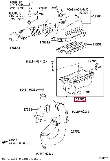 177010T080 Toyota Air cleaner filter box