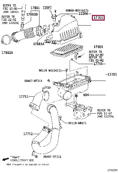 177050D201 Toyota Air cleaner filter box