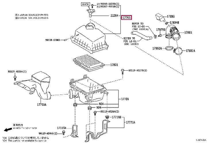 177050P180 Toyota Air cleaner filter box