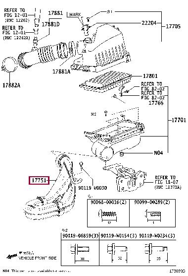 Air suction pipe Toyota 17751-0Y120