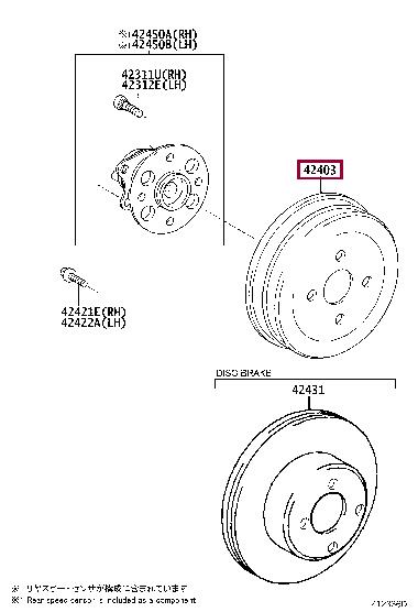 Toyota 42431-0D100 Brake drum 424310D100 424310D100 Toyota Brake drum