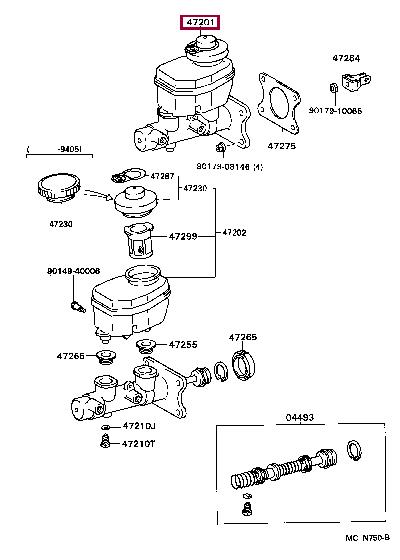Toyota 47201-60540 Brake Master Cylinder 4720160540