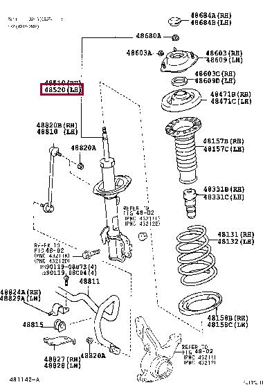 Toyota 48520-49325 Shock absorber strut front left gas oil 4852049325