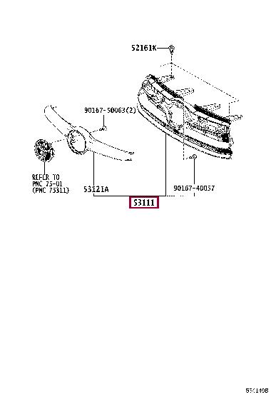 531010E190 Toyota Grille radiator