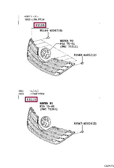 5310133240B0 Toyota Grille radiator