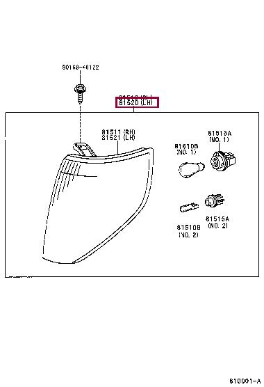 Side indicator Toyota Land Cruiser: 8152060340 Toyota Indicator light