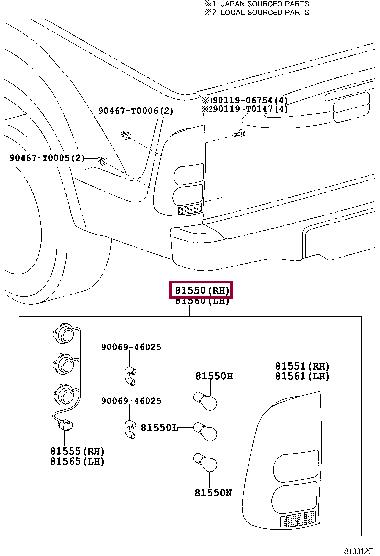 815500K020 Toyota Combination Rearlight