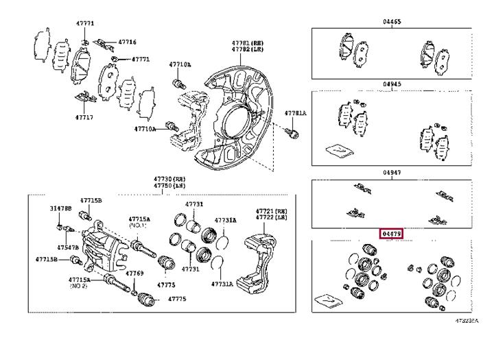 Toyota 04478-21020 Repair Kit, brake caliper 0447821020