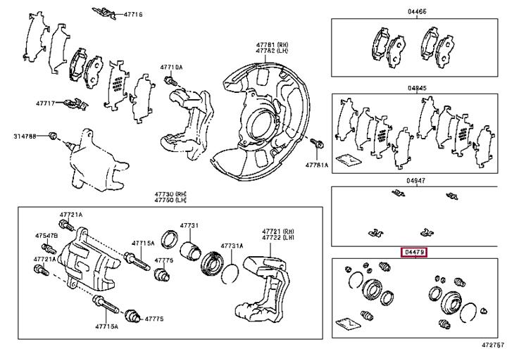 Toyota 04479-02080 Repair Kit, brake caliper 0447902080