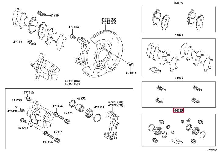 Toyota 04479-20320 Repair Kit, brake caliper 0447920320