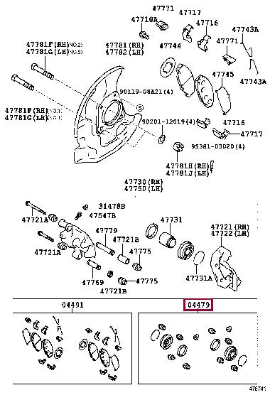 Toyota 04479-26030 Repair Kit, brake caliper 0447926030