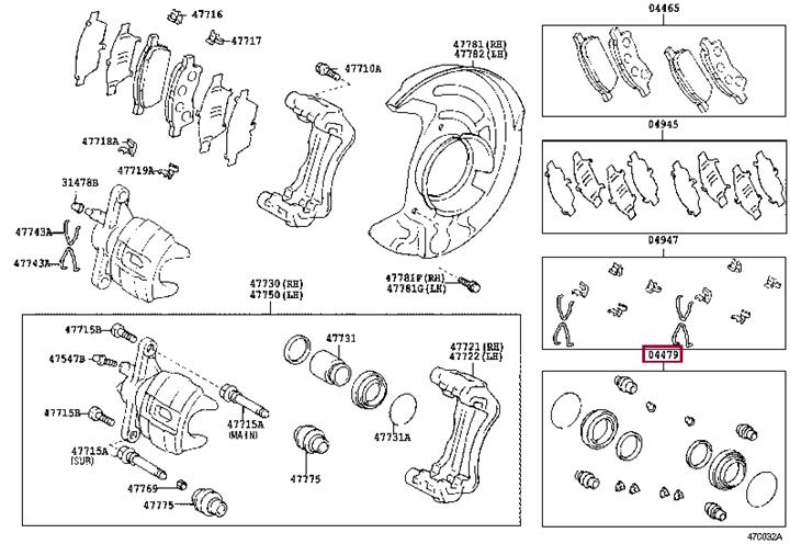 Toyota 04479-44010 Repair Kit, brake caliper 0447944010