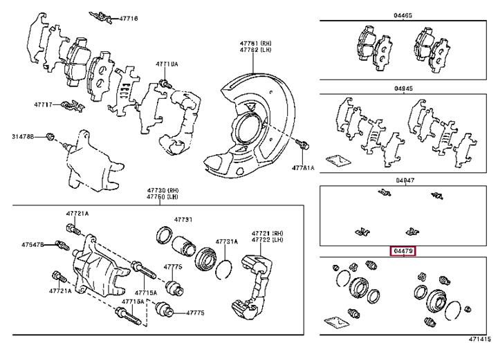 Toyota 04479-52020 Repair Kit, brake caliper 0447952020