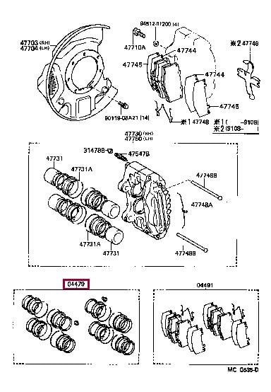 Toyota 04479-60020 Repair Kit, brake caliper 0447960020
