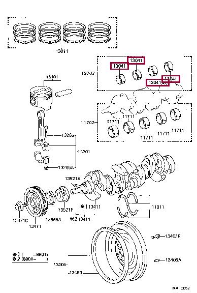 130411002003 Toyota BEARING,CONNROD