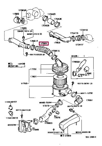 1788154340 Toyota HOSE, AIR CLEANER