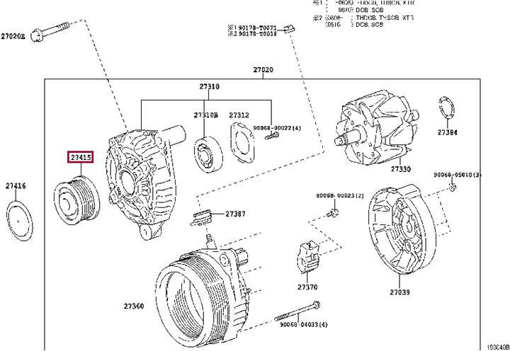 Toyota 27415-0L030 Freewheel clutch, alternator 274150L030
