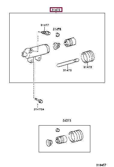 Hydraulic slave cylinder Toyota Hiace: 3147060270 Toyota Clutch slave cylinder
