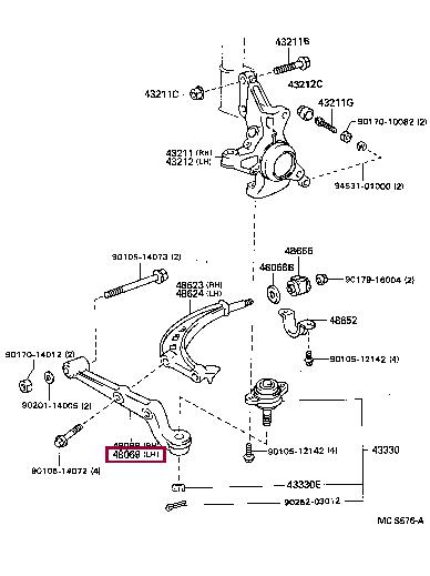 Wishbone Toyota Previa: 4806928050 Toyota Track Control Arm