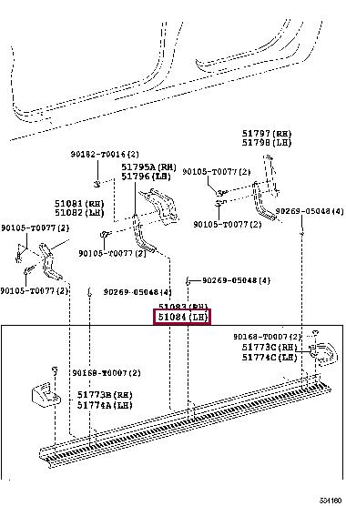 510840K190 Toyota Footboard left