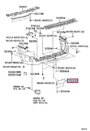 5216960110A0 Toyota Bumper rear