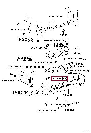 5218660020 Toyota BRACKET, RR BUMPER