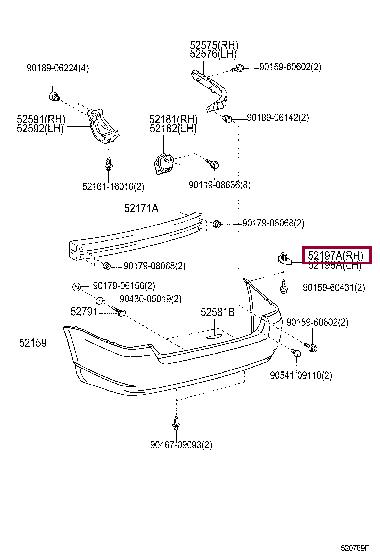 5219712080 Toyota BRACKET, RR BUMPER