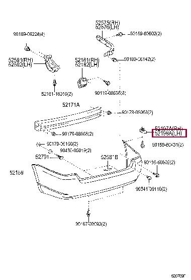 5219812080 Toyota BRACKET, RR BUMPER