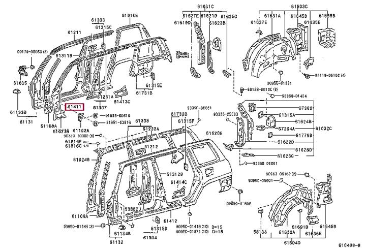 Toyota 61411-42060 Auto part 6141142060 6141142060 Toyota Auto part