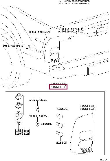 Toyota 81560-0K040 Combination Rearlight 815600K040