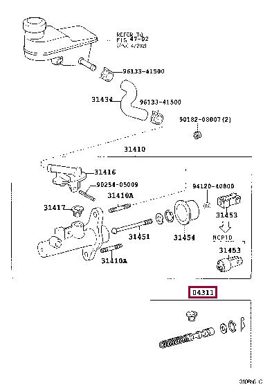 Toyota 04311-12110 Clutch master cylinder repair kit 0431112110