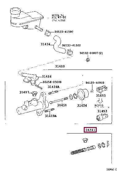 0431112110 Toyota Clutch master cylinder repair kit