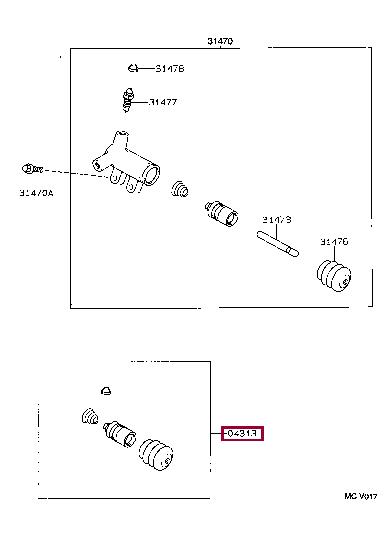 0431317020 Toyota Clutch slave cylinder repair kit