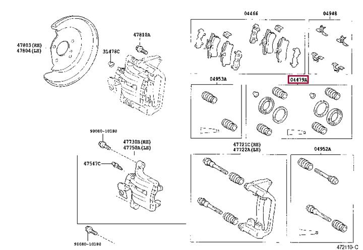 Toyota 04479-02070 Repair Kit, brake caliper 0447902070