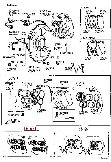 Toyota 04479-30031 Repair Kit, brake caliper 0447930031